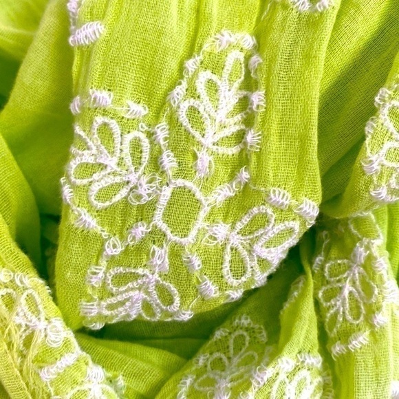 American Eagle Green Floral Embroidered Whimsical Feminine Boho Infinity Scarf - Picture 13 of 16